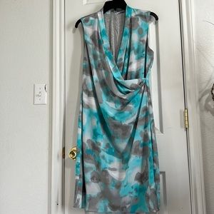 T Tahari Gray Teal Dress.